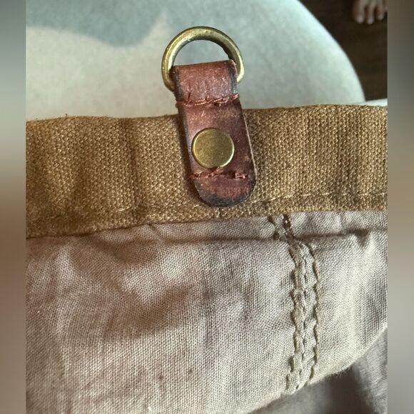 Free People Hideaway Tote Bag Canvas Leather Brown Beige Boho Oversized - Picture 7 of 9